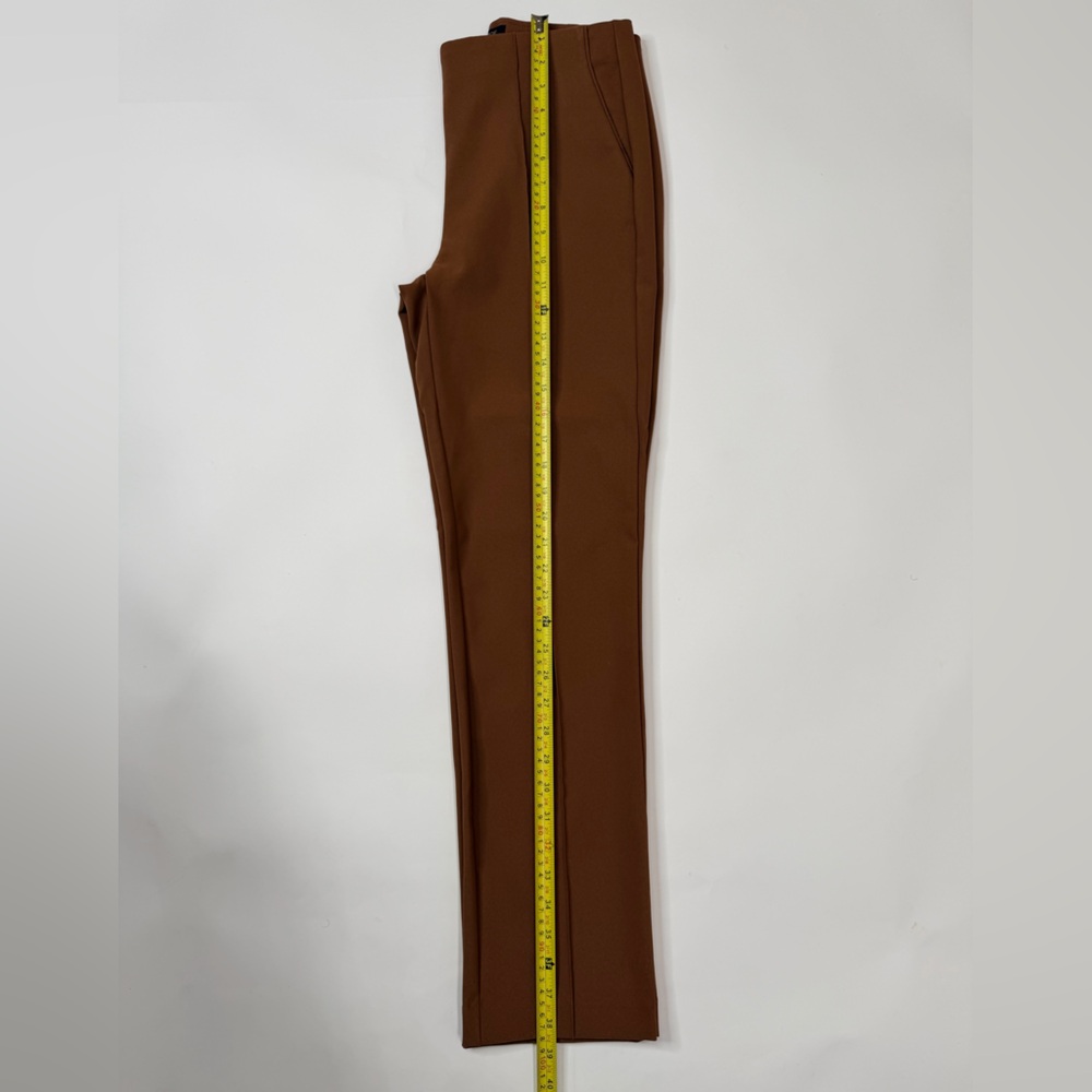 Chocolate Brown Skinny Trousers Crease Front Fitted Straight Leg Dress Pant Slim - Picture 13 of 17